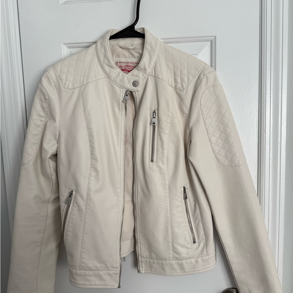 Levi's Cream Faux-Leather Jacket